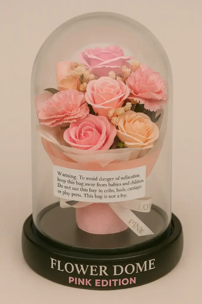 Rød rose glaskuppel